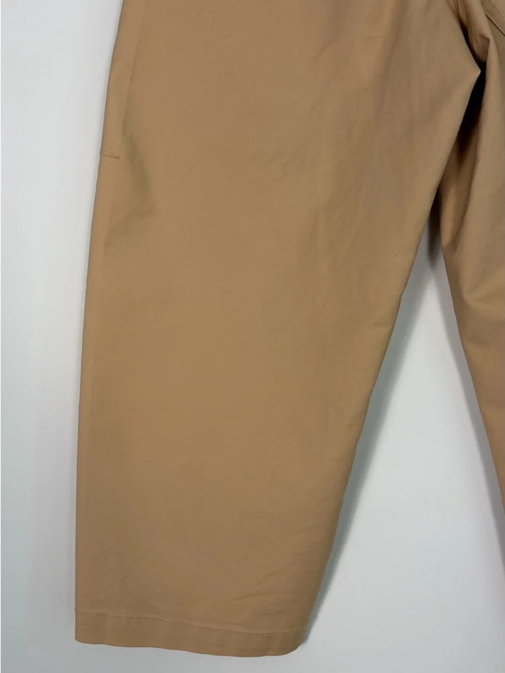 Anthropologie Maeve High Rise Curved Cropped Barrel Leg Chino Pants in Khaki - Picture 7 of 11